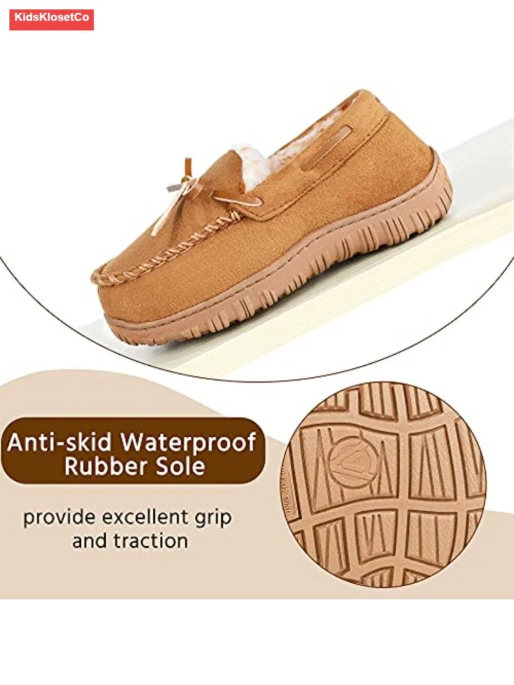 Boys Mocc Plush Fleece Lining Memory Foam Nonslip